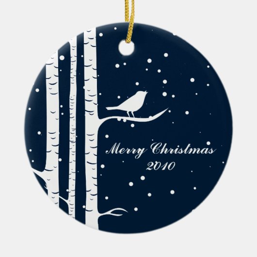 Wintervogels Keramisch Ornament (Voorkant)