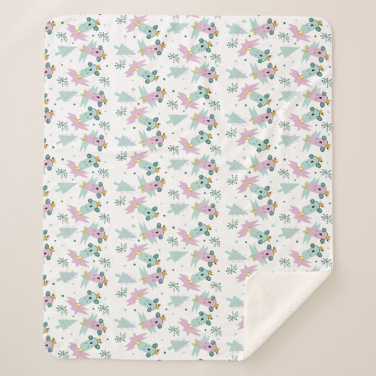 Wintervogels kerstbomen Iceberg Doodles Sherpa Deken (Voorkant)