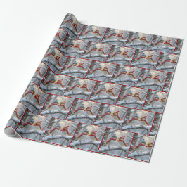 Wintervogels met een rood hart cadeaupapier