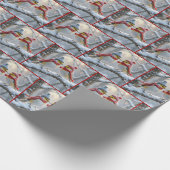 Wintervogels met een rood hart cadeaupapier (Hoek)