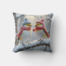 Wintervogels met een rood hart kussen