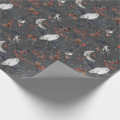 Wintervogels met sneeuwkamperpapier cadeaupapier (Hoek)