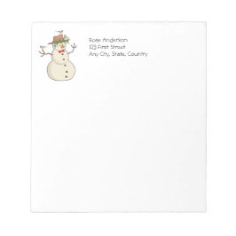 Wintervogels met Snowman-kerstcif Notitieblok