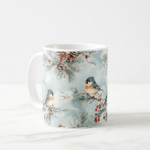 Wintervogels patroon met pinecones en sneeuw koffiemok (Voorkant links)