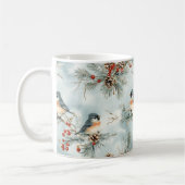 Wintervogels patroon met pinecones en sneeuw koffiemok (Links)