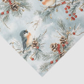 Wintervogels patroon met pinecones en sneeuw tissuepapier (Detail)