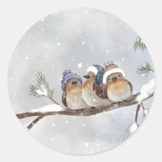 Wintervogels Ronde Sticker