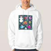 Wintervogels spelen in de sneeuw met sneeuwman hoodie (Voorkant)