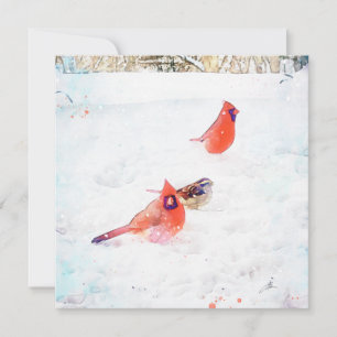 Wintervogels vanaf een raam notitiekaartje