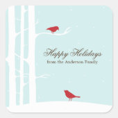 Wintervogels Vierkante Sticker (Voorkant)