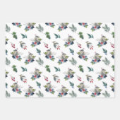 Wintervogels voeden zich met rode bessen Kerstmis Inpakpapier Vel (Voorkant 2)