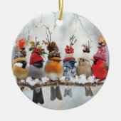 Wintervogels, vogelliefhebbers, schattige vogels keramisch ornament (Voorkant)