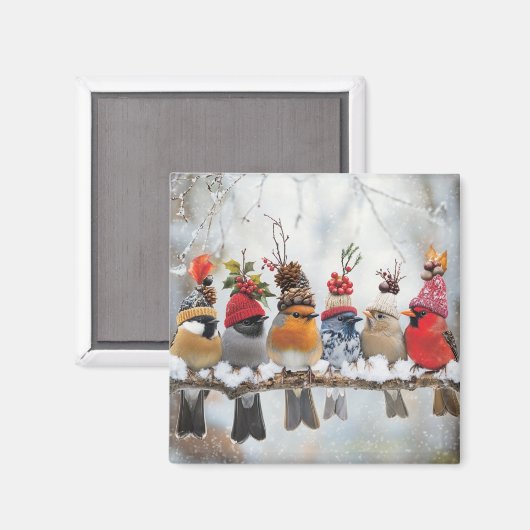 Wintervogels, vogelliefhebbers, schattige vogels magneet (Voorkant / Achterkant)