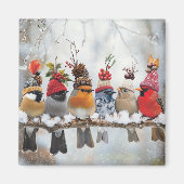 Wintervogels, vogelliefhebbers, schattige vogels magneet (Voorkant)