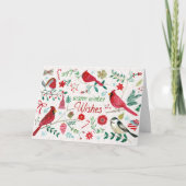 Wintervogels - Warmgewas Feestdagen Kaart (Voorkant)