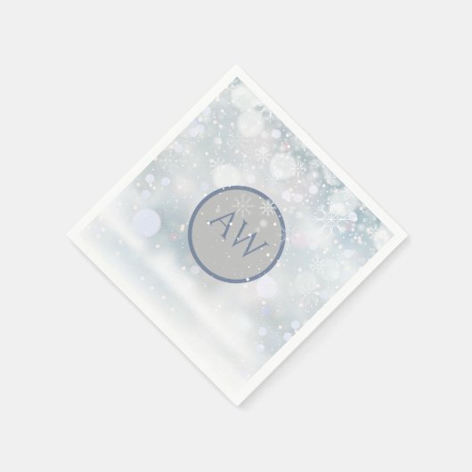 Wintervorst en Sneeuw Monogram Servet (Hoek)