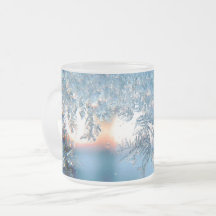 Wintervorst ijskristal blauw wit grijs mok