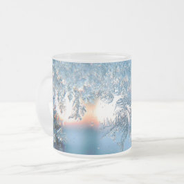 Wintervorst ijskristal blauw wit grijs mok