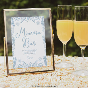 Wintervorst sneeuwvlok Baby shower Mimosa Bar Sign Poster
