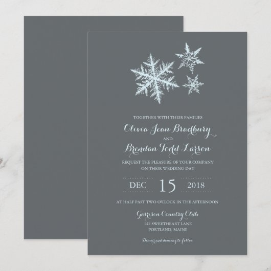 Wintervorst Sneeuwvlokken | Bruiloft Kaart (Voorkant / Achterkant)
