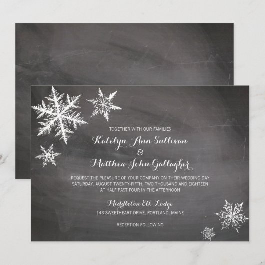 Wintervorst Sneeuwvlokken | Bruiloft Kaart (Voorkant / Achterkant)