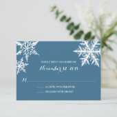 Wintervorst Sneeuwvlokken | Bruiloft RSVP Kaartje (Staand voorkant)