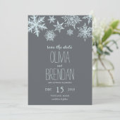Wintervorst Snowflakes | Datum opslaan Save The Date (Staand voorkant)