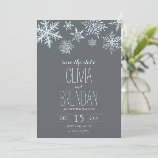 Wintervorst Snowflakes | Datum opslaan Save The Date (Staand voorkant)