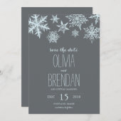 Wintervorst Snowflakes | Datum opslaan Save The Date (Voorkant / Achterkant)