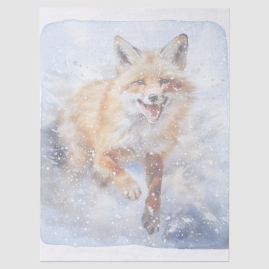 Wintervos Aquarel Wintermagie Tissuepapier (Voorkant)