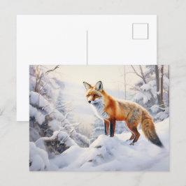 Wintervos in de Bossen Briefkaart