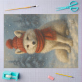 Wintervos in rode sjaal grillige kerst tissuepapier (Craft)