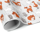 Wintervossen konijn naadloos patroon cadeaupapier (Rol Hoek)