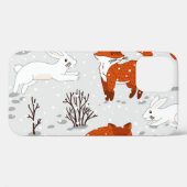 Wintervossen konijn naadloos patroon Case-Mate iPhone case (Achterkant (horizontaal))