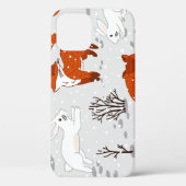 Wintervossen konijn naadloos patroon Case-Mate iPhone case (Achterkant)