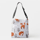 Wintervossen konijn naadloos patroon crossbody tas (Achterkant)
