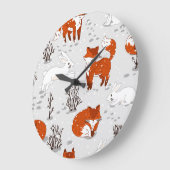 Wintervossen konijn naadloos patroon grote klok (Hoek)