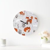 Wintervossen konijn naadloos patroon grote klok (Huis)