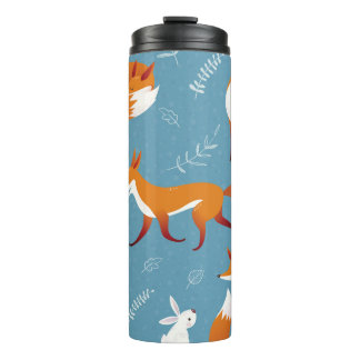 Wintervossen, konijnen, . thermosbeker