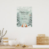 Wintervossen vakantie baby shower welkomstbord poster (Keuken)