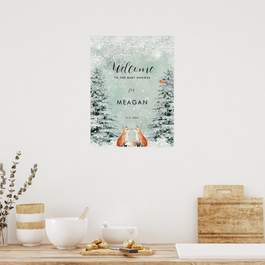 Wintervossen vakantie baby shower welkomstbord poster (Keuken)