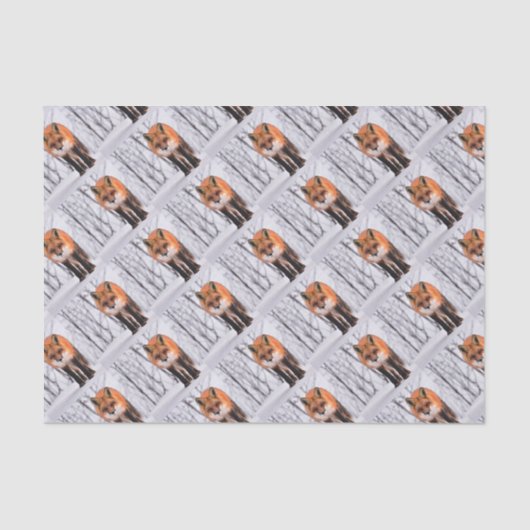 wintervossenpakpapier, cadeauverpakking voor bos tissuepapier (Voorkant)