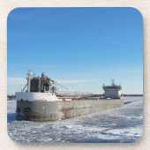 Wintervrachtschip Manitoulin Great Lakes Ship Bier Onderzetter (Voorkant)