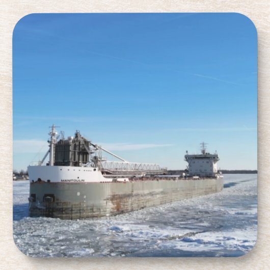 Wintervrachtschip Manitoulin Great Lakes Ship Bier Onderzetter (Voorkant)