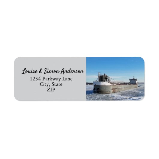 Wintervrachtschip Manitoulin Grote Meren Adres Etiket (Voorkant)