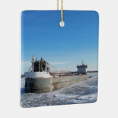 Wintervrachtschip Manitoulin Grote Meren Adres Keramisch Ornament (Rechts)