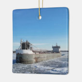 Wintervrachtschip Manitoulin Grote Meren Adres Keramisch Ornament (Links)