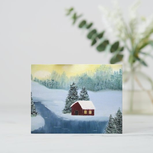 Wintervrede bevroren Ice Snow River Trees Landscha Briefkaart (Staand voorkant)