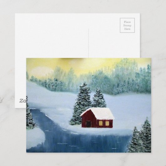 Wintervrede bevroren Ice Snow River Trees Landscha Briefkaart (Voorkant / Achterkant)