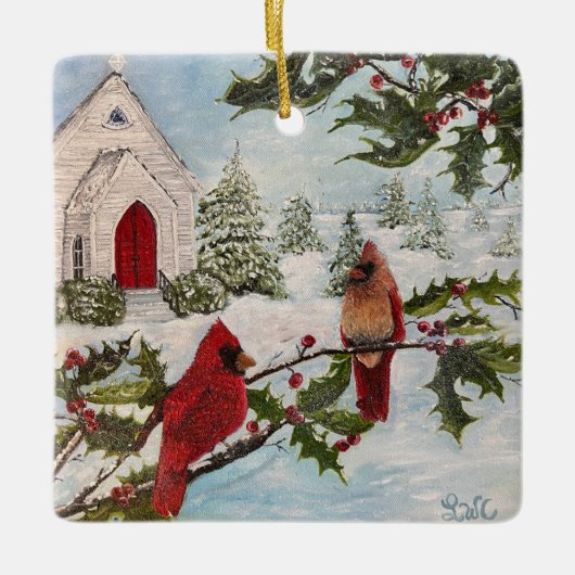 Wintervrede Keramisch Ornament (Voorkant)